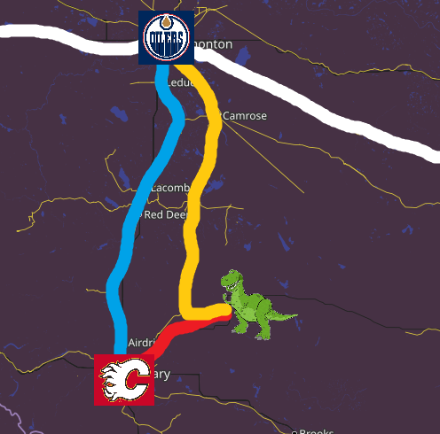map of proposed railway network of Alberta